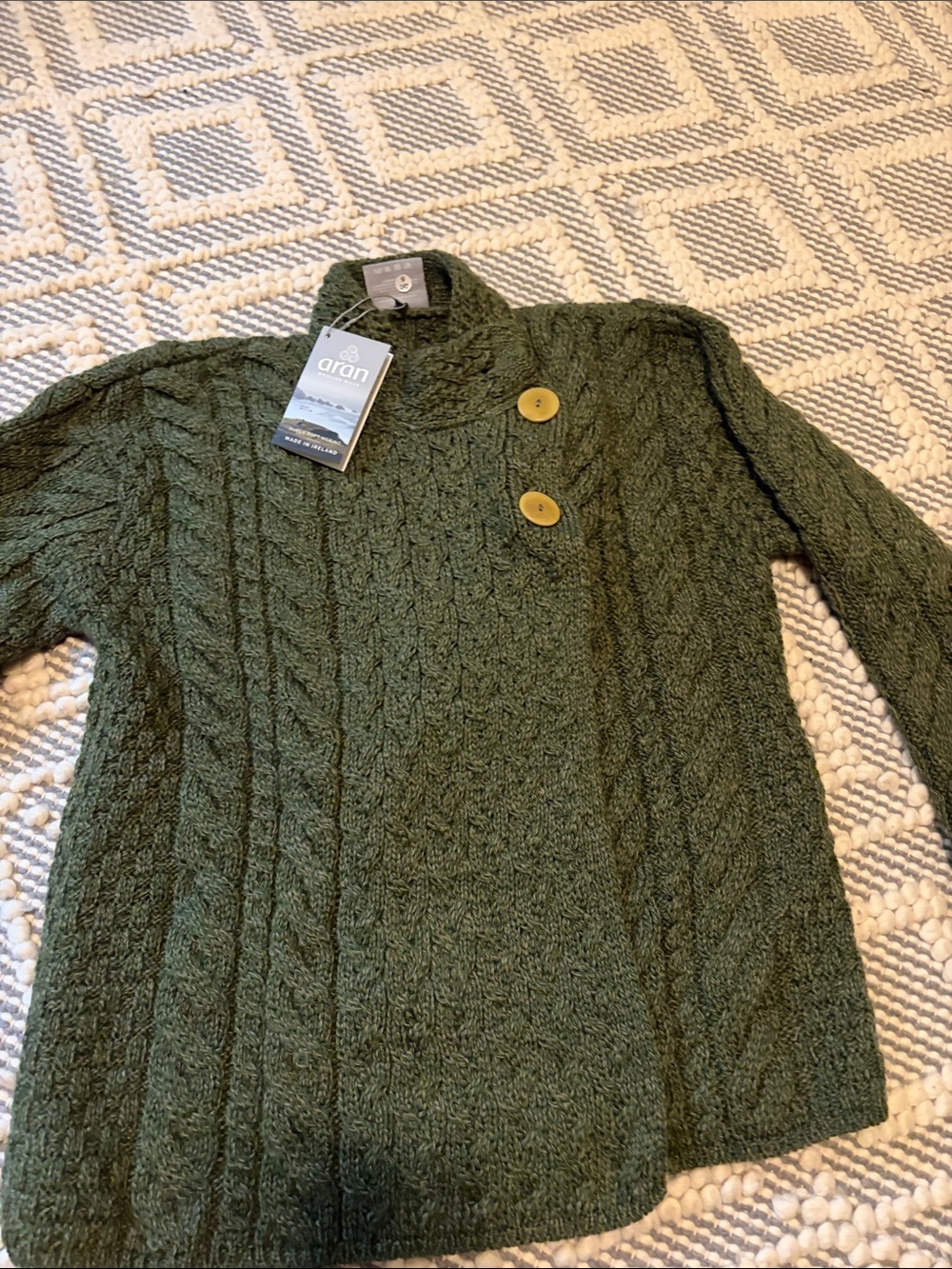 Aran Craftsmen Women’s Cable Knit Button Sweater - Forest Green